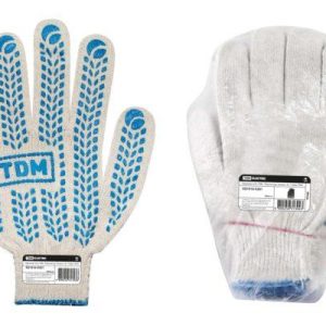 Перчатки х/б с ПВХ, "Протектор", белые, 10, 1 пара, tdm