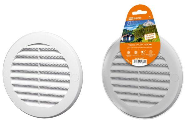 Решетка круглая с москитной сеткой, с фланцем d100, внеш. d136, бел. tdm