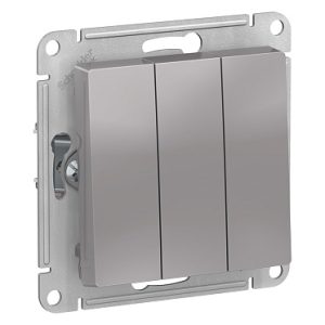 Systeme electric atlasdesign Алюминий Выключатель 3 клавишный сх.1+1+1, 10АХ, механизм se atn000331