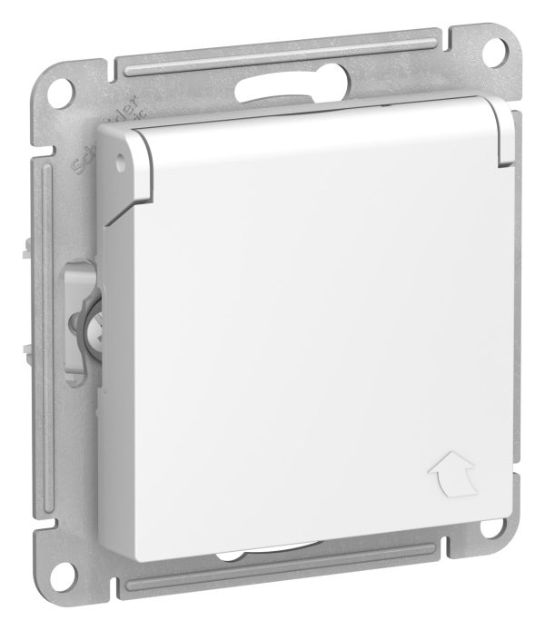 Systeme electric atlasdesign aqua Бел Розетка с/з со шторками с крышкой, 16А, ip44, механизм se atn4
