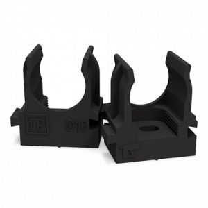 Крепеж клипса для труб атмосферостойкая для прямого монтажа черная в п/э d16 мм (100шт/1100шт уп/кор