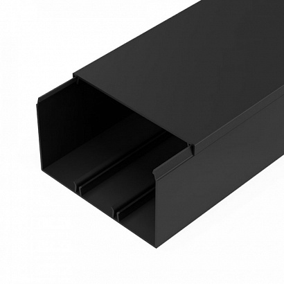 Кабель канал черный 2 й замок в п/э 100х60 мм (8 м/уп) Промрукав