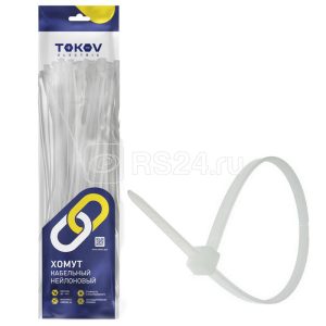 Хомут кабельный нейлоновый бел. 4.8х200 (уп.100шт) tokov electric tke hns 4.8 200 w/100