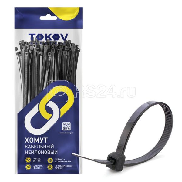 Хомут кабельный нейлоновый черн. 3.6х150 (уп.100шт) tokov electric tke hns 3.6 150 b/100