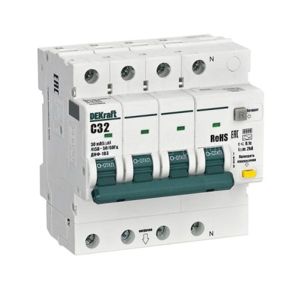 16404dek АВДТ 3p+n 32А 30мА ac х ка c ДИФ 103 6кА