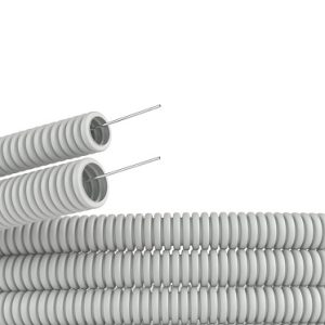 Dkc Труба ПВХ гибкая гофр. д.20мм, лёгкая с протяжкой, 100м, цвет серый 91920dkc