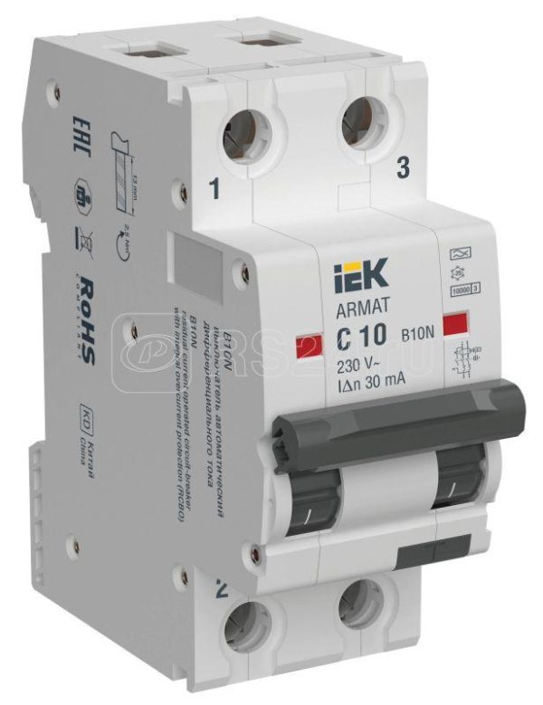Iek armat АВДТ b10n 2p c10 30мА тип ac ar b10n 2 c010c030