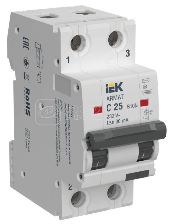 Iek armat АВДТ b10n 2p c25 30мА тип ac ar b10n 2 c025c030