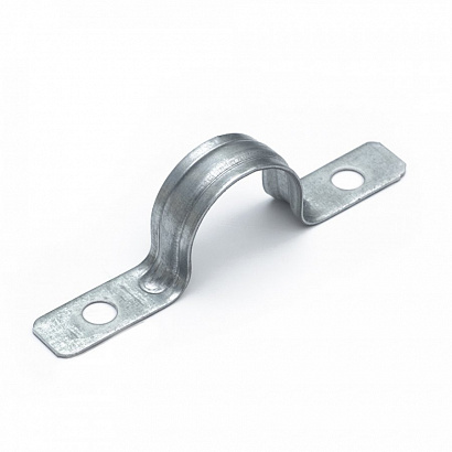 Скоба металлическая двухлапковая усиленная противопожарная СМДУ d25 26 мм отв. d 6,5 мм (100шт/600шт