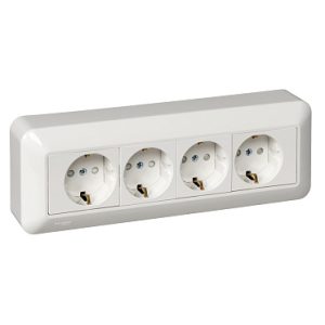 Ra16 411m b Розетка о/у с з/к 4 ая, с монт.платой (белая)systeme electric blanca