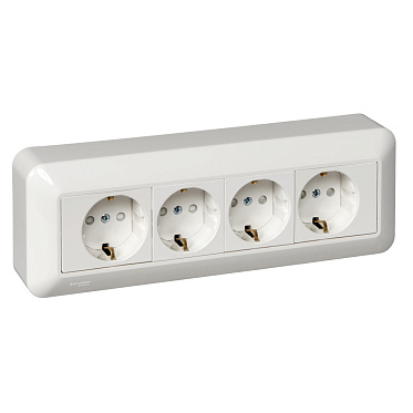 Ra16 411m b Розетка о/у с з/к 4 ая, с монт.платой (белая)systeme electric blanca