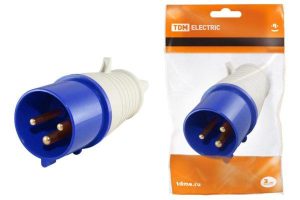 Вилка 013 2Р+РЕ 16А 220В ip44 tdm