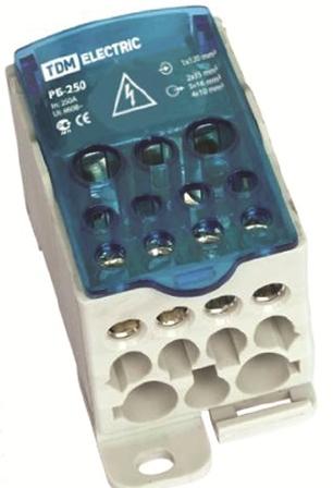 Распределительный блок на din рейку РБ 250 1П 250А (1х120/2x35+5x16+4x10) tdm