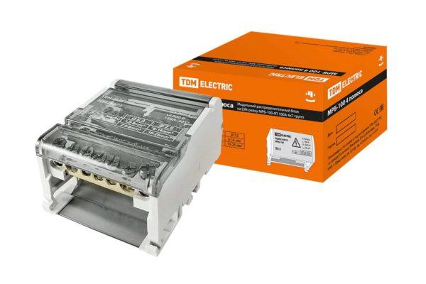 Модульный распределительный блок на din рейку МРБ 100 4П 100А 4х7 групп tdm