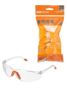 Очки защитные открытые ударопрочные, с дужками, с накладками на заушниках, прозрачные, "Гранит", tdm