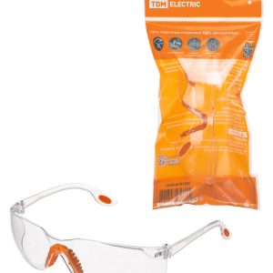 Очки защитные открытые ударопрочные, с дужками, с накладками на заушниках, прозрачные, "Гранит", tdm
