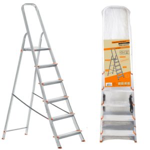 Стремянка алюминиевая СА6, 6 ступеней, усиленный профиль h=1210 мм, Народная