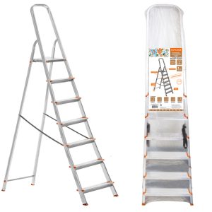 Стремянка алюминиевая СА7, 7 ступеней, усиленный профиль h=1470 мм, Народная