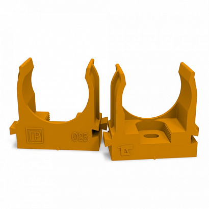 Крепеж клипса для труб для прямого монтажа оранжевая d25 мм (100шт/700шт уп/кор) Промрукав