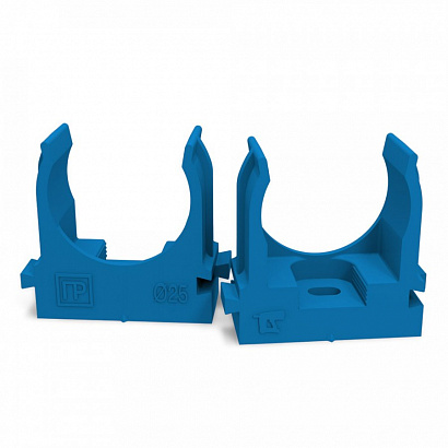 Крепеж клипса для труб для прямого монтажа синяя d25 мм (100шт/700шт уп/кор) Промрукав