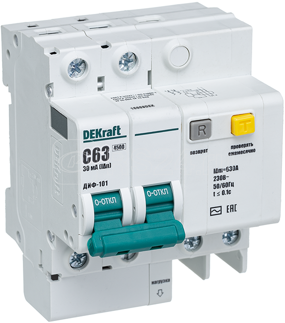 15009dek ДИФ101 2Р 060А 030 c диф. автомат