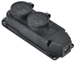 Iek generica Розетка (колодка) 2 ая с защит. кр. 16А ip44 черная erk20 016 02 44 k02 g