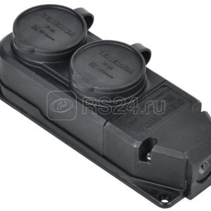 Iek generica Розетка (колодка) 2 ая с защит. кр. 16А ip44 черная erk20 016 02 44 k02 g