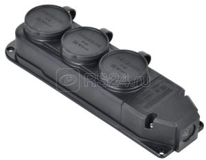 Iek generica Розетка (колодка) 3 ая с защит. кр. ip44 черная erk20 016 03 44 k02 g
