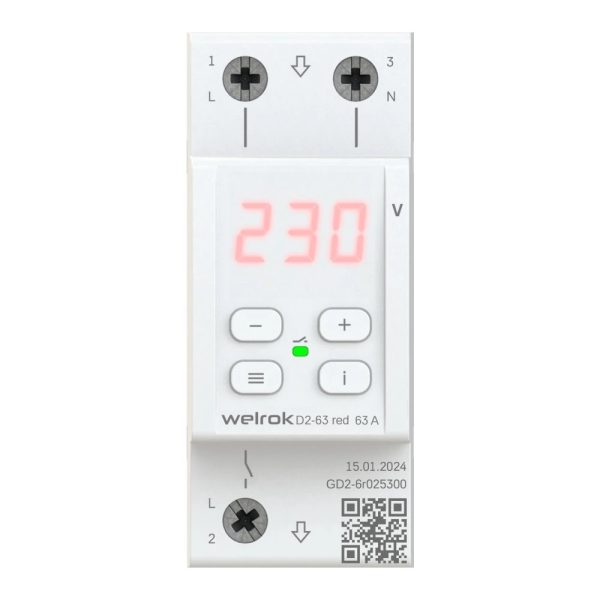 Реле напряжения welrok d2 63 red