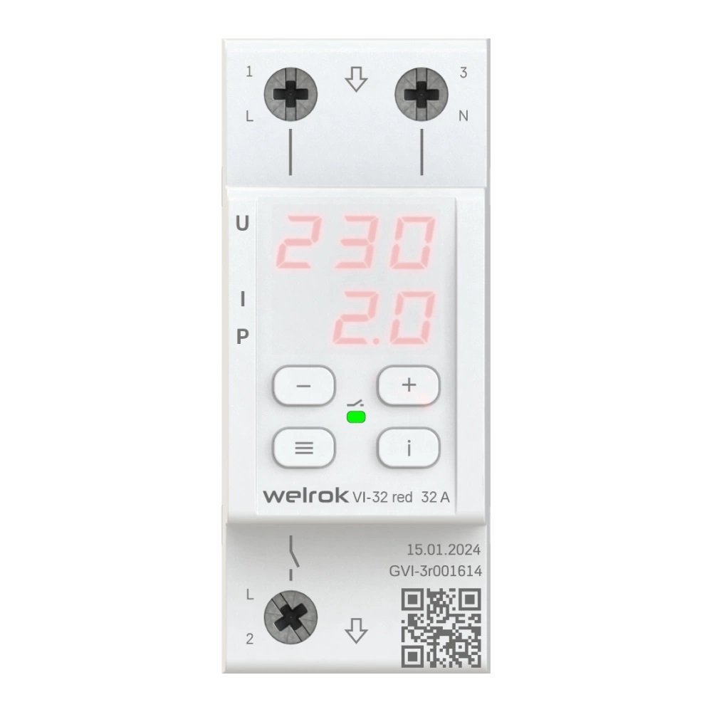 Реле напряжения с контролем тока welrok vi 32 red