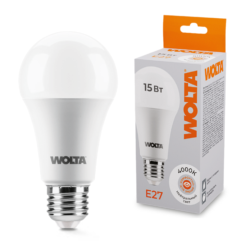 Светодиодная лампа wolta 25s60bl15e27 15Вт 4000К e27