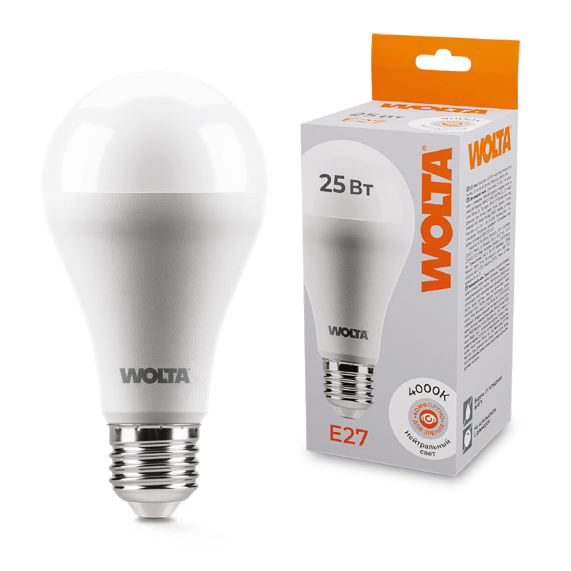 Светодиодная лампа wolta 25s67bl25e27 25Вт 4000К e27