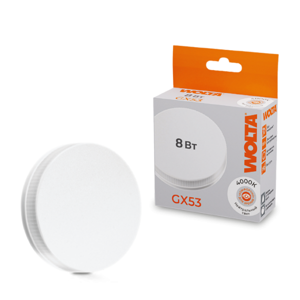 Светодиодная лампа wolta 25s75r8gx53 8Вт 4000k gx53