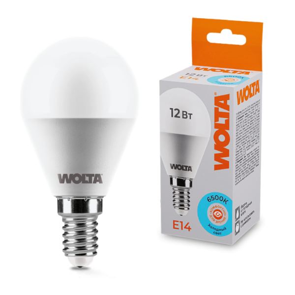 Светодиодная лампа wolta 25w45gl12e14 12Вт 6500k e14