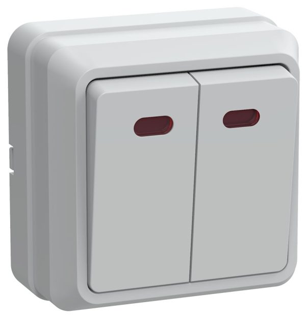 Iek oktava ВС20 2 1 ОБ Выключатель 2кл с инд. 10А (белый) evo21 k01 10 dc