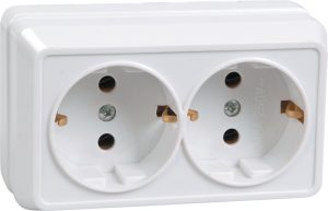 Iek oktava РС22 3 ОБ Розетка 2местн. с з/к 16А откр.уст. (белый) ero21 k01 16 dc