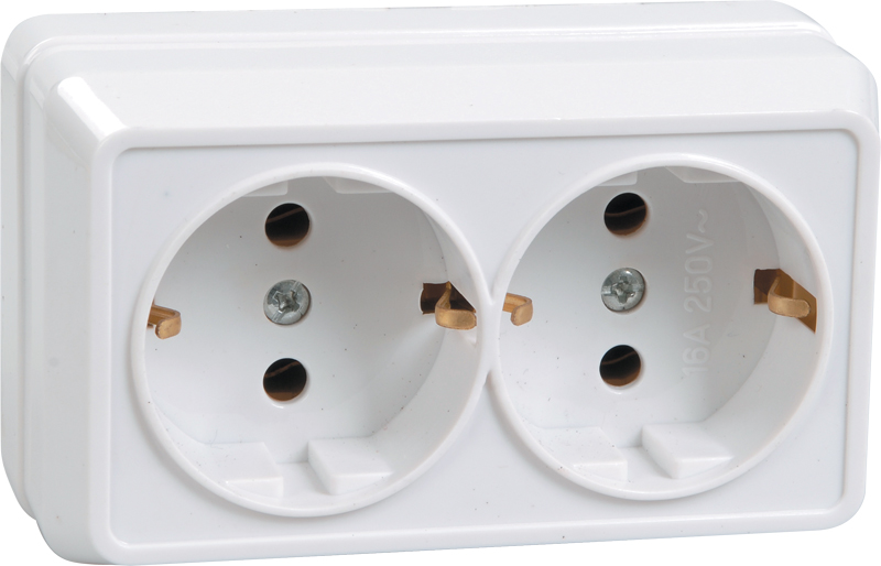 Iek oktava РС22 3 ОБ Розетка 2местн. с з/к 16А откр.уст. (белый) ero21 k01 16 dc