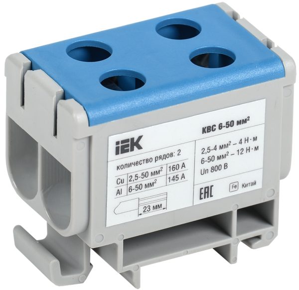 Iek Клемма вводная силовая КВС 6 50 кв.мм. 2 рядная синяя yzn13 050 k07