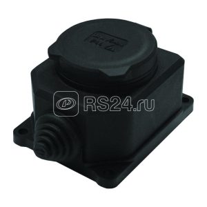 Розетка настенная 1 м 1ф "КОМПАКТ" с загл ip44 16А каучук черный universal 3032