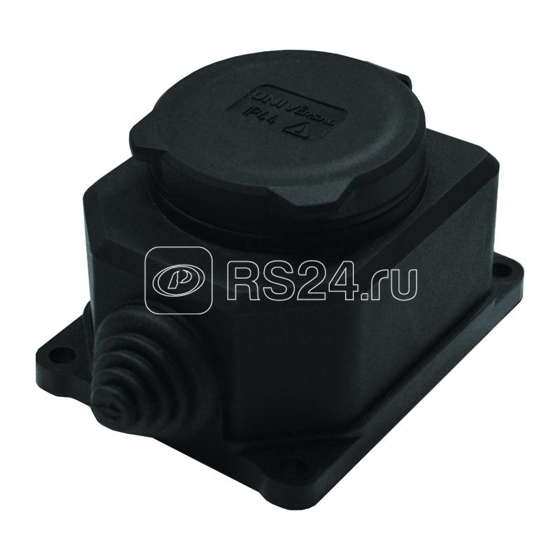 Розетка настенная 1 м 1ф "КОМПАКТ" с загл ip44 16А каучук черный universal 3032