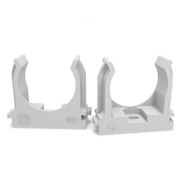 Крепеж клипса для труб для прямого монтажа серая в п/э d32 мм (25шт/500шт уп/кор) Промрукав