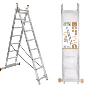 Лестница алюминиевая, ЛА2х7, 2х секционная х 7 ступеней, h=2880 мм, Народная