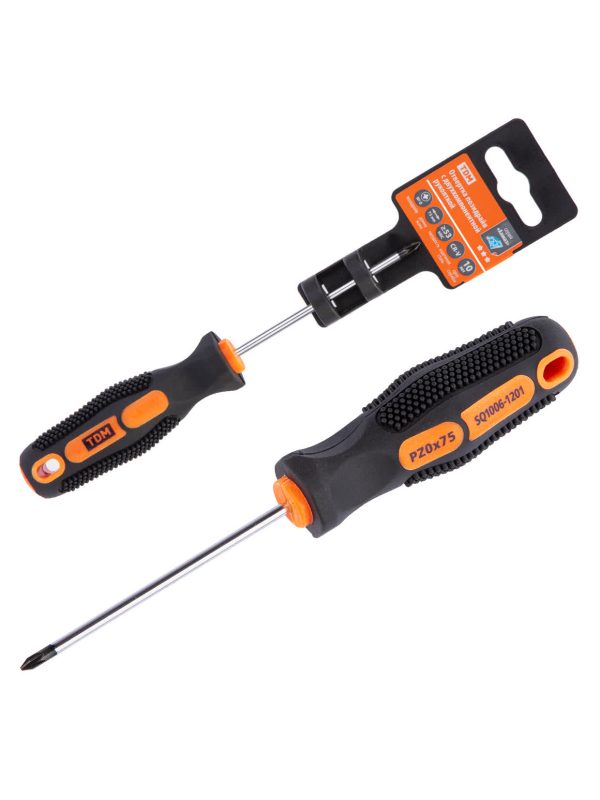 Отвертка позидрайв двухкомпонентная, cr v тип pz0x75, серия "Алмаз" tdm