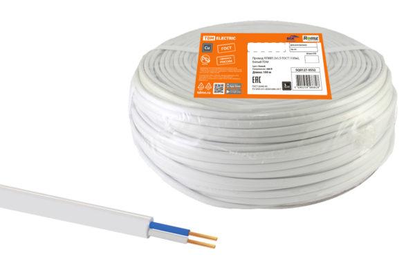 Провод ПГВВП 2х1,5 ГОСТ (100м), белый tdm