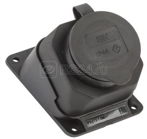 Розетка 1 м Омега РБу13 1 0м ip44 угловая настен. с заземл. с защ. крышкой каучук черн. iek pkr22 01
