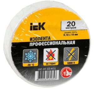 Iek Изолента 0,18х19 мм белая 20 метров uiz 20 10 k01