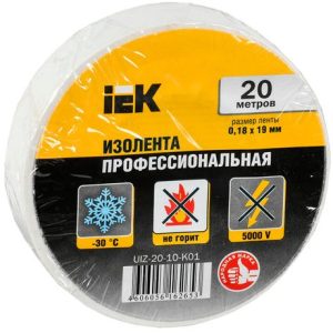 Iek Изолента 0,18х19 мм белая 20 метров uiz 20 10 k01