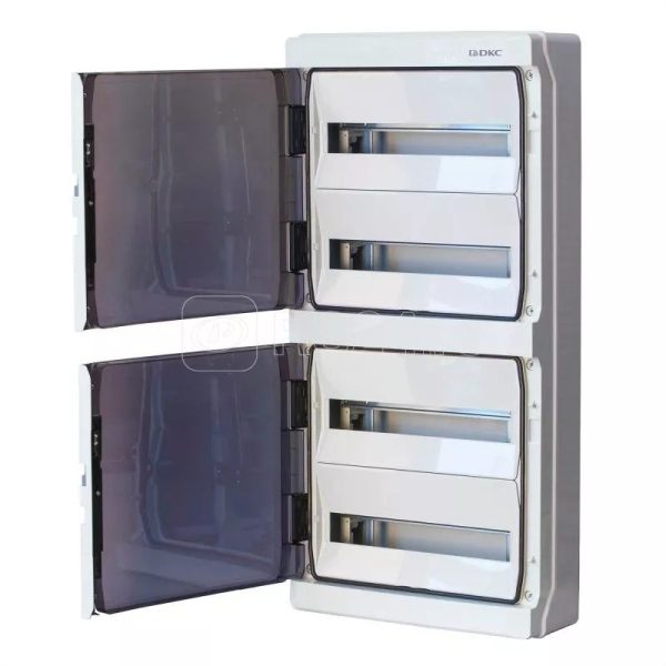 Щиток настенный с дверцей 72 мод.,ip65, серый, с клеммным блоком 63А ДКС