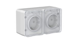 Systeme electric atlasdesign profi54 Наруж Серый Розетка двойная с/з со шт.16А se atn543026