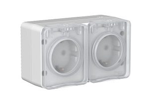 Systeme electric atlasdesign profi54 Наруж Серый Розетка двойная с/з со шт.16А se atn543026